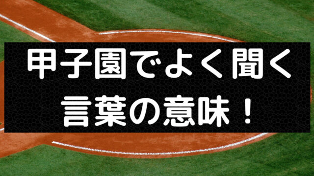 高校野球 浜風 アルプス 甲子園の実況でよく聞く言葉を解説するよ わさびのブログ